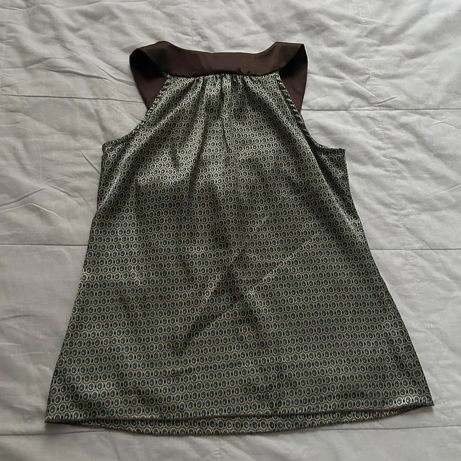 Vintage Y2K Brown and green dot print BCX blouse size medium - Image 4