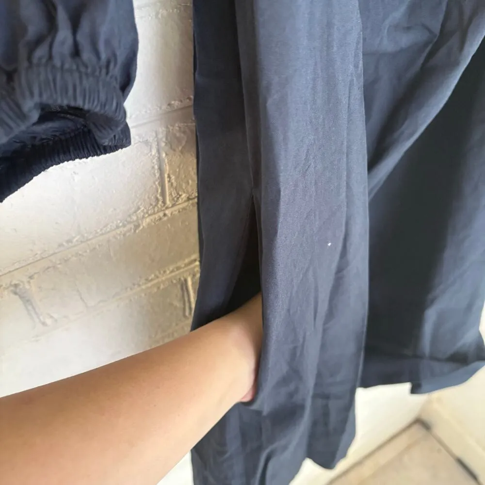 Madewell Square Neck Puff Sleeve Mini Dress Navy SZ 12 Babydoll Breezy Summer - Image 7