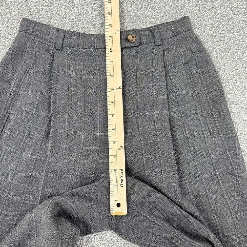 Geoffrey‎ Beene Windowpane High Waist Cuff Hem Straight Leg Trouser Pants Grey 8 - Image 14