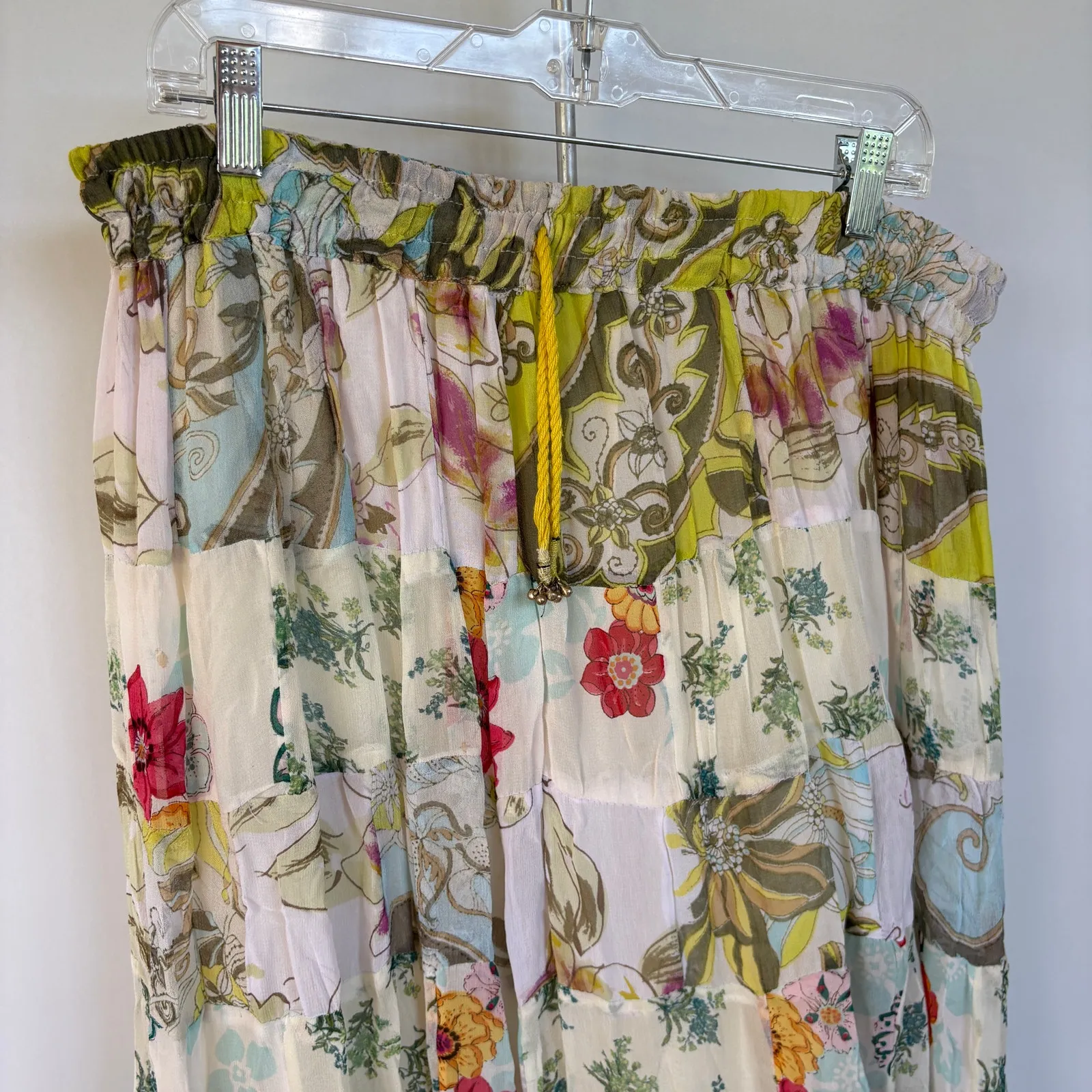 Floral Prairie Tiered Midi Skirt Bohemian Spring Fairy Flowy Gauzy Ethereal - Image 2