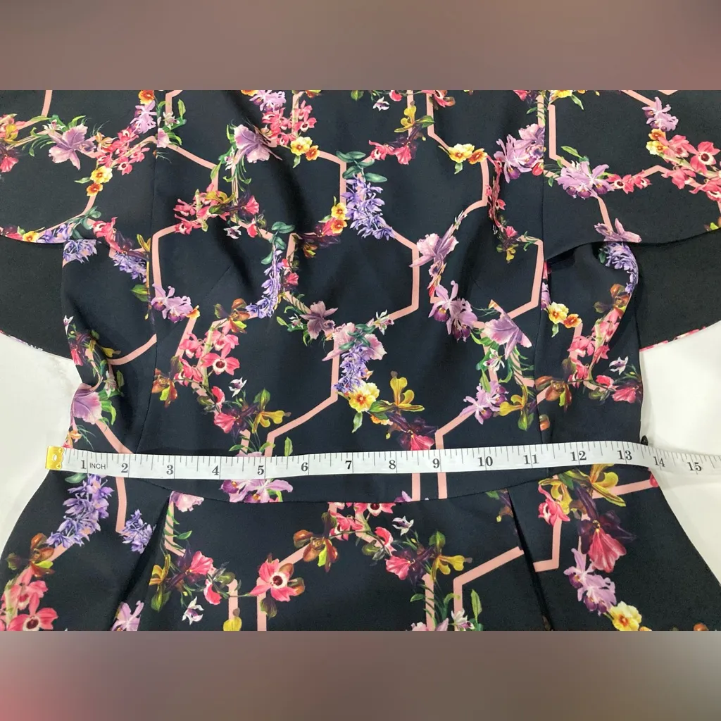 Ted Baker Black Dress with Pink Floral Design Uk 1 (US 4) - Image 8