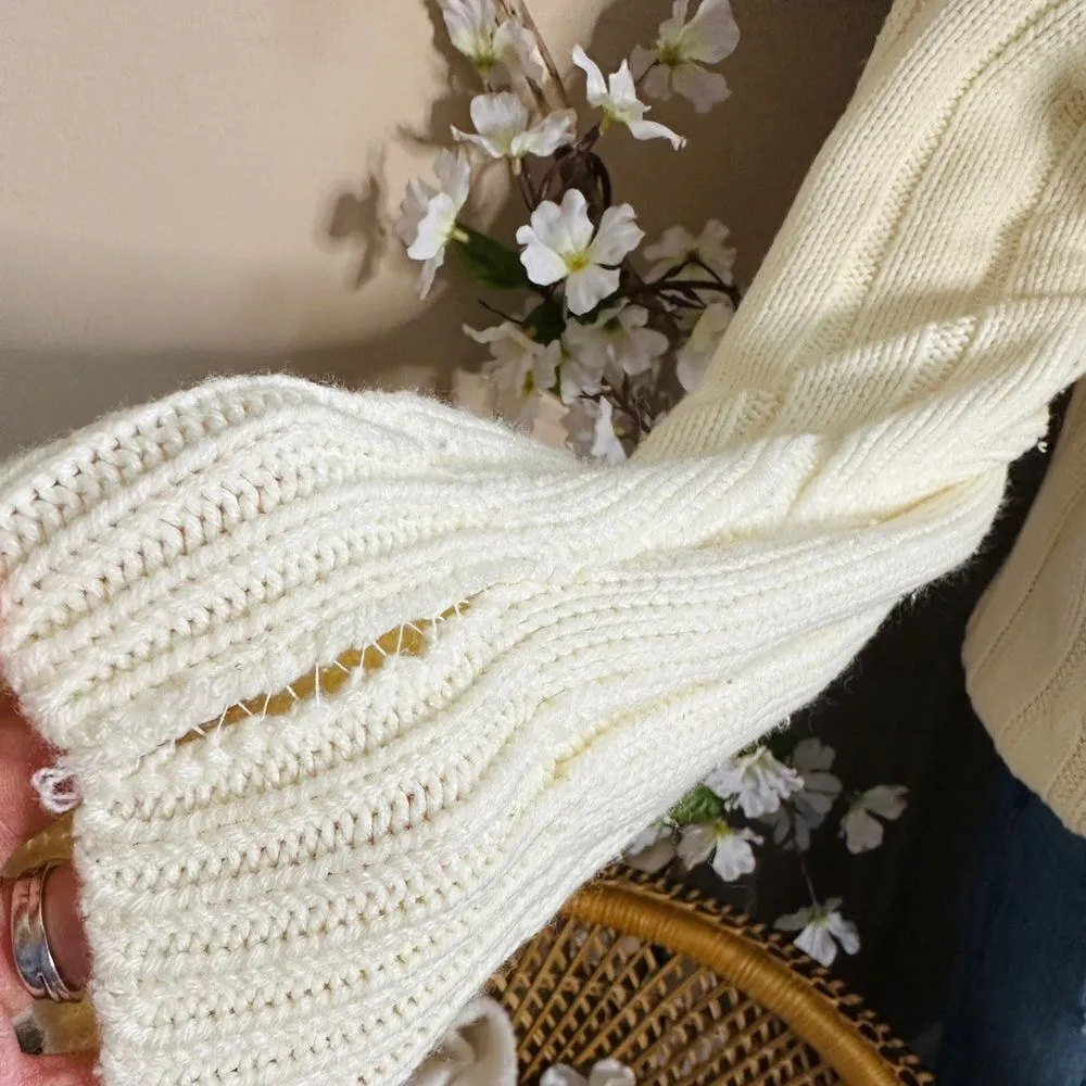 Vintage 70s/80s Sigallo Chunky Cable Knit Turtleneck Cozy Sweater Size XL - Image 5