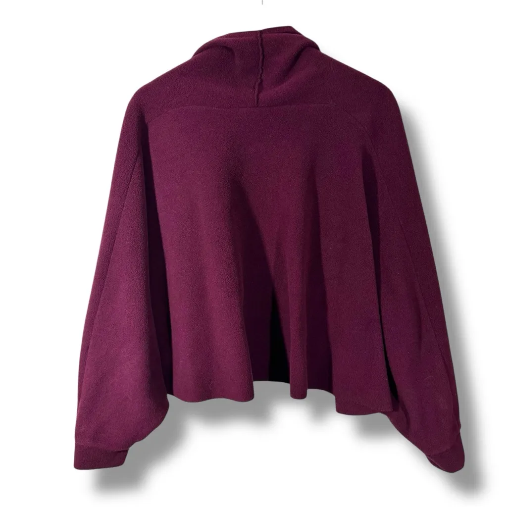 Vermont Country Store Maroon Plum Dolman Sleeved Open Front Poncho Shrug OS Purple Size undefined - Image 5