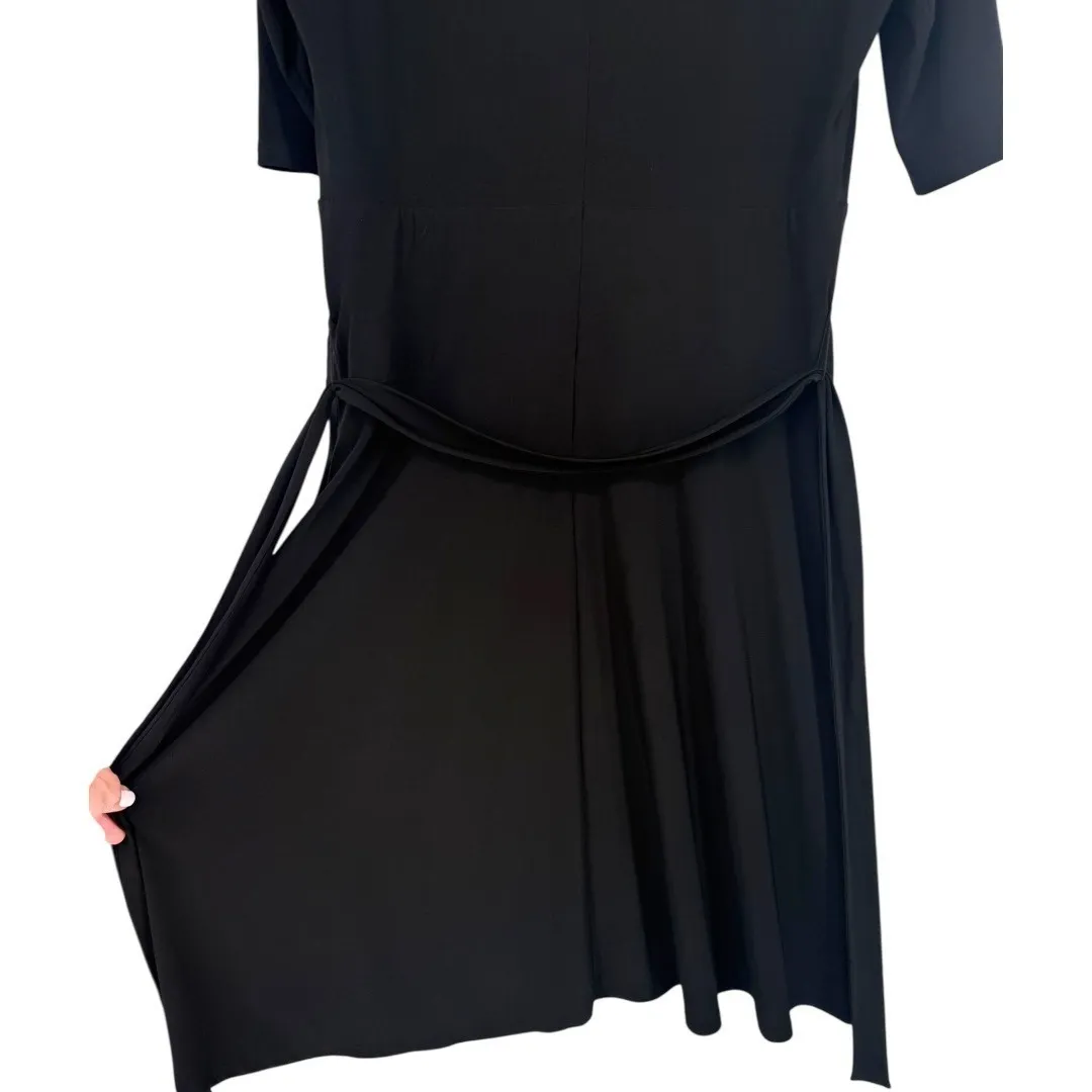 Lauren Ralph Lauren Black Mock‎ Neck Belted Classic Fit & Flare Midi Dress Sz 10 - Image 15