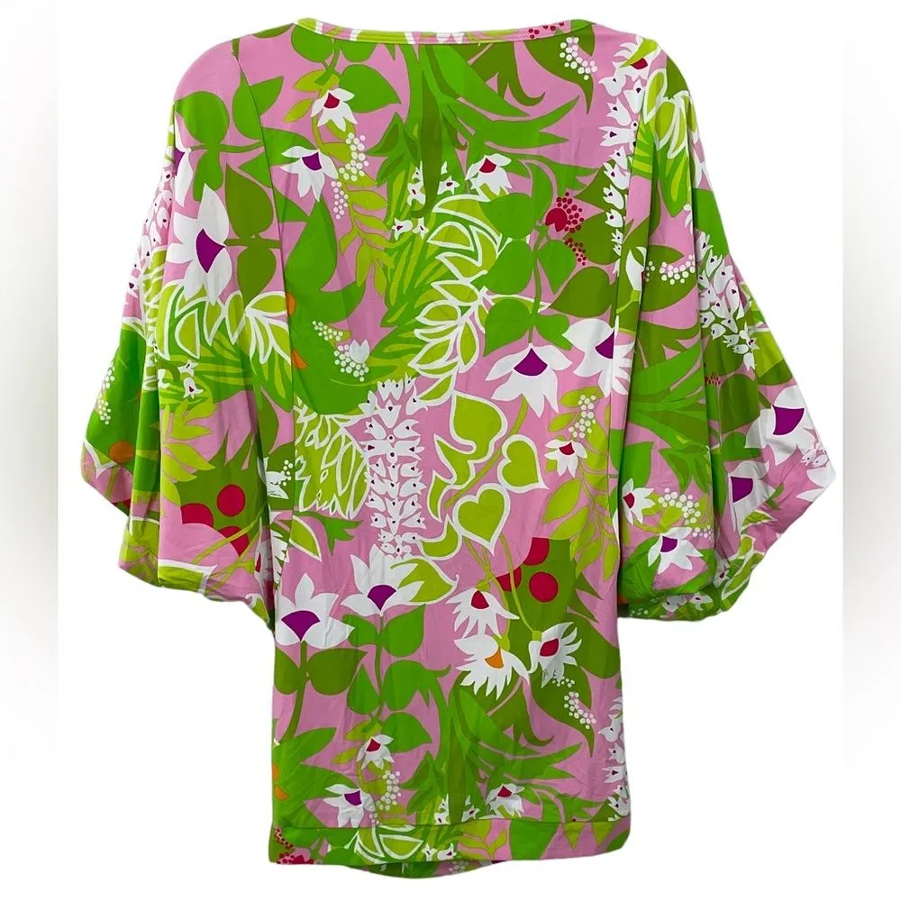 Trina‎ Turk La Palma Green Floral Print Tunic Swim Coverup Mini Dress Size Small - Image 4