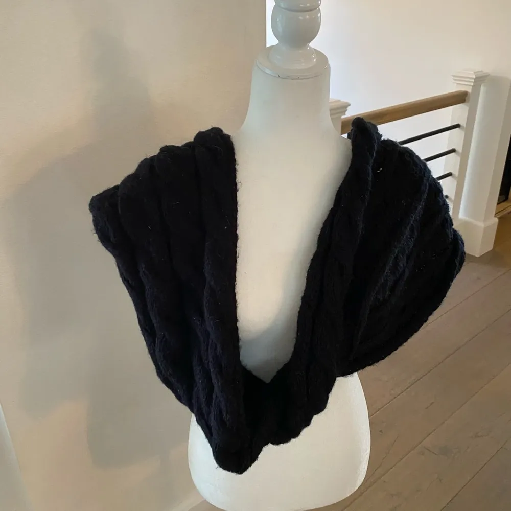 Knit wide and thick knit infinity scarf Black - Image 4