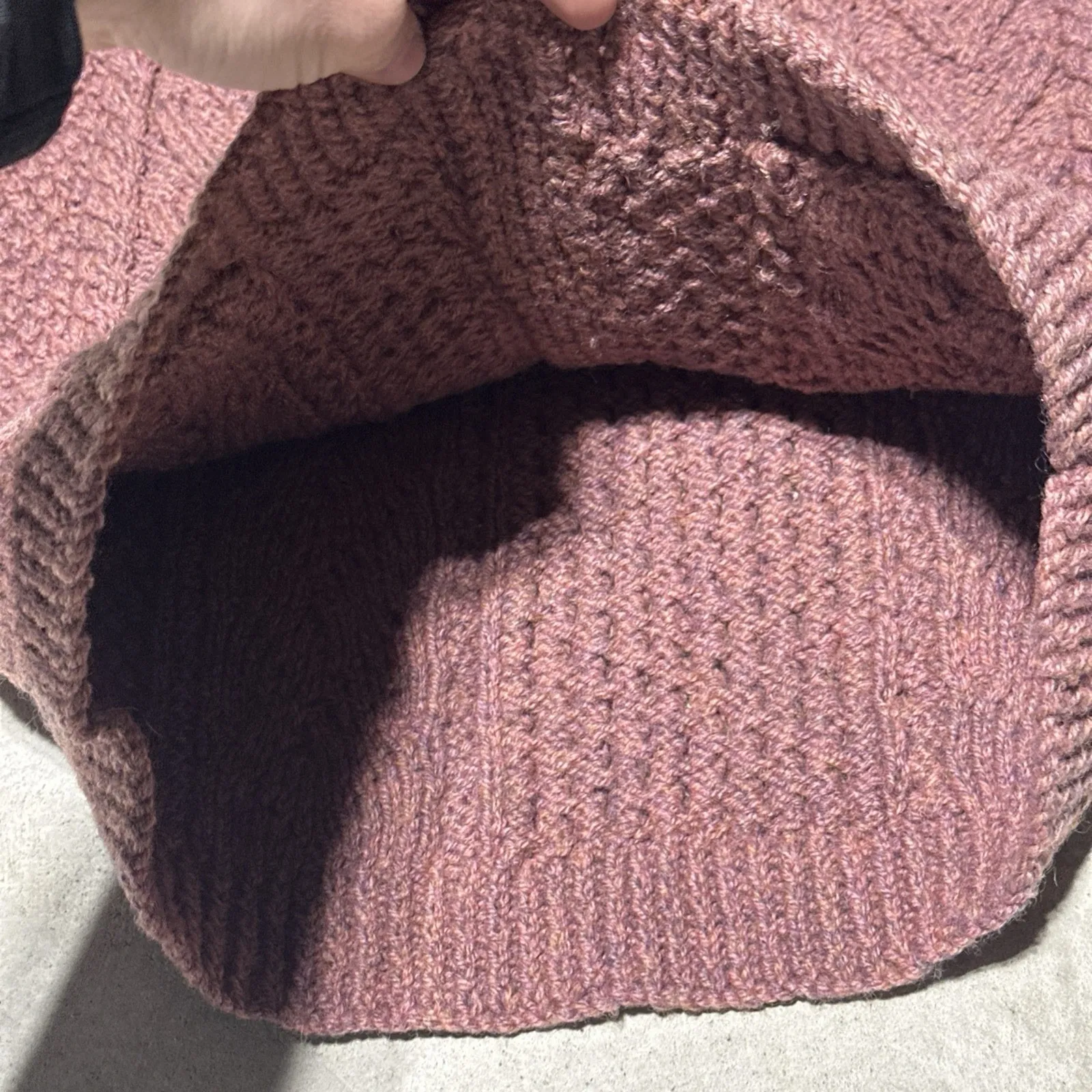 VTG Sheila Handknits 100% Pure Irish Wool Sweater Cardigan Leather Buttons SZ M Size M - Image 7