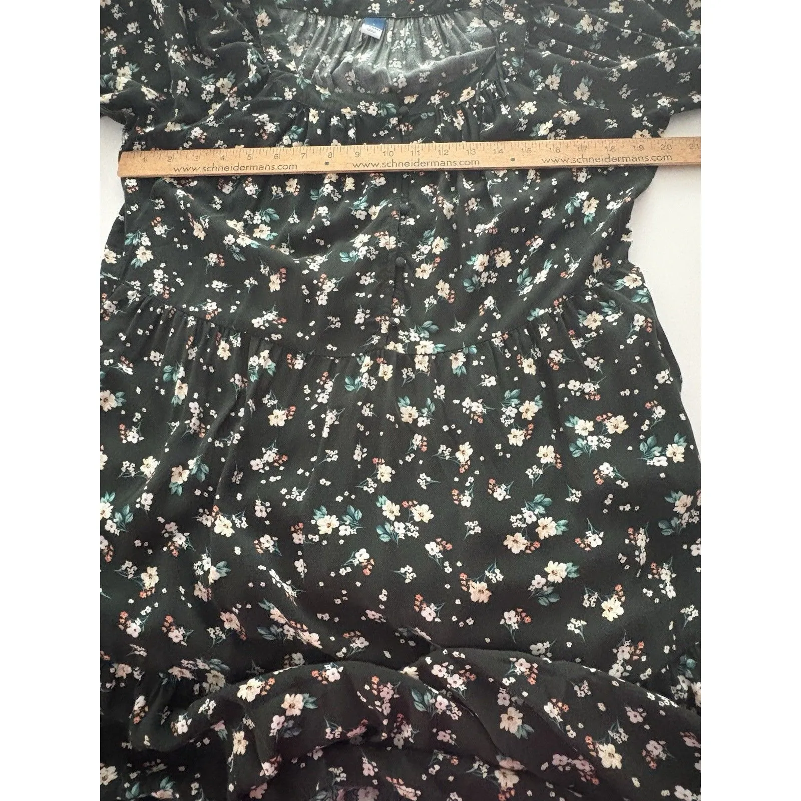 Old Navy Maxi Dress Size L Green Floral Tiered Prairie Forest Whimsigoth Modest - Image 11