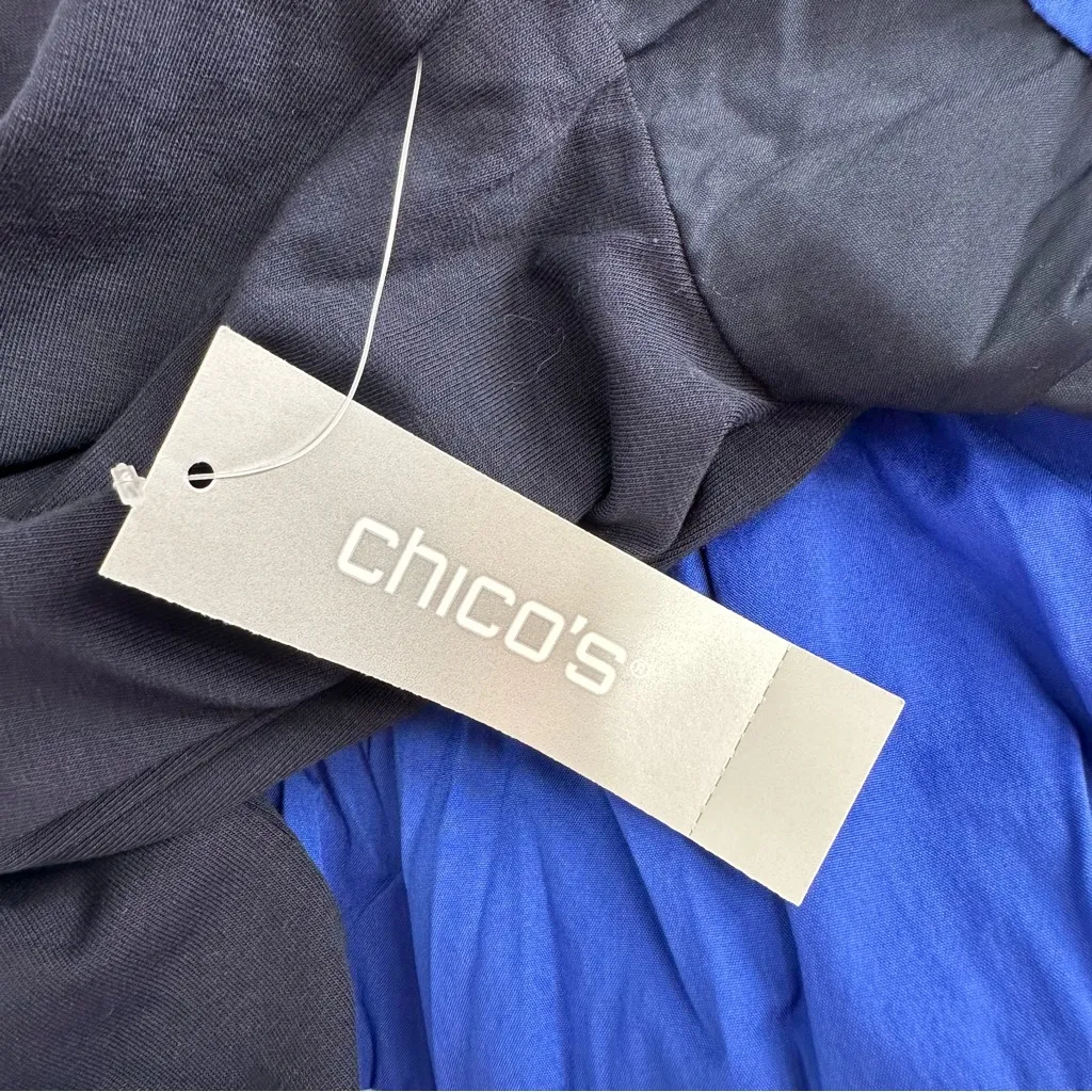 Chico’s Navy Knit Ombre Short Sleeve Tee size 0/Small Top NWT Tiered Flare - Image 9