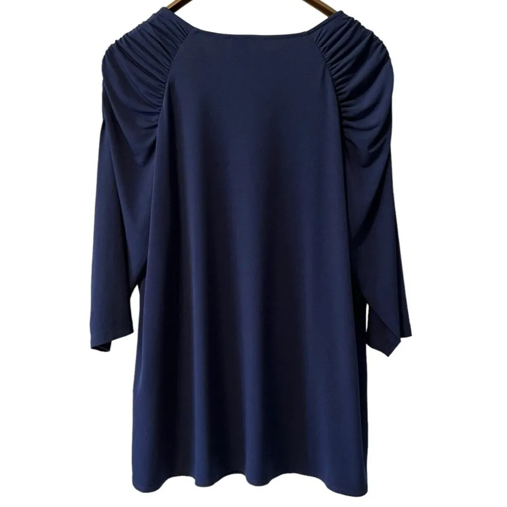 SUSAN GRAVER Artisan Womens Size US 1X Beaded Tunic Shirt Ruffle Shoulders City‎ - Image 2