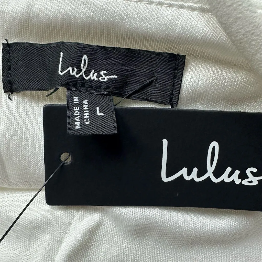 NWT Lulus Women's Always Turning Heads White Bustier Tulip Midi Dress Size L - Image 8