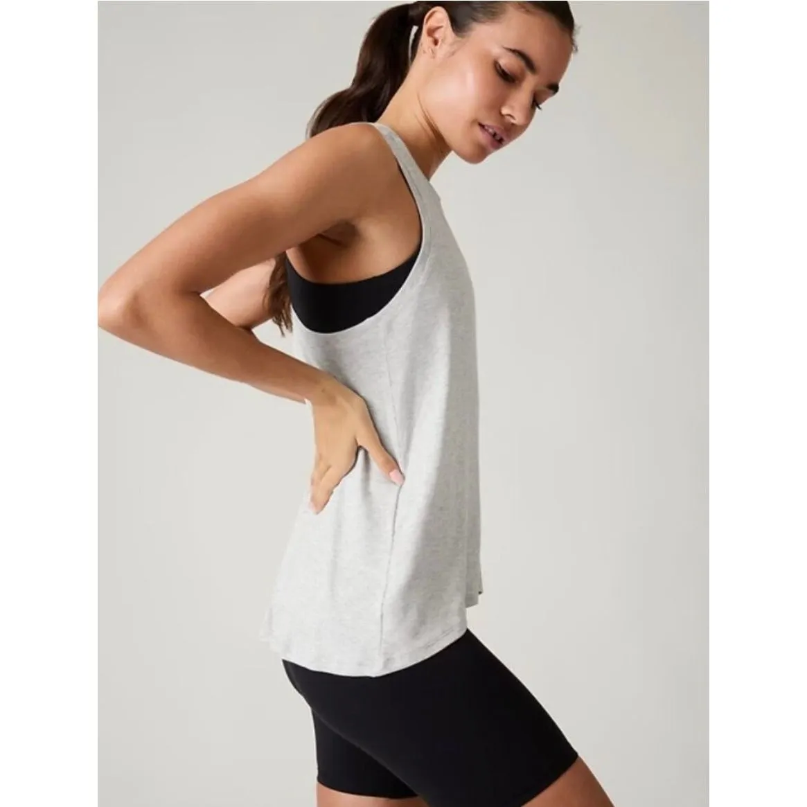 ✨Athleta Ease In Rib Heather Grey Sz Large Tank✨ - Image 3