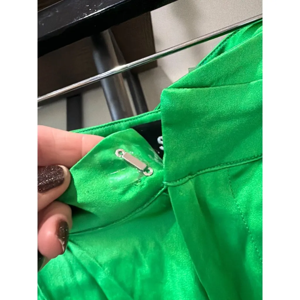 SEROYA Zarri Silk Wide Leg Pant Kelly Green Womens Size Small - Image 10