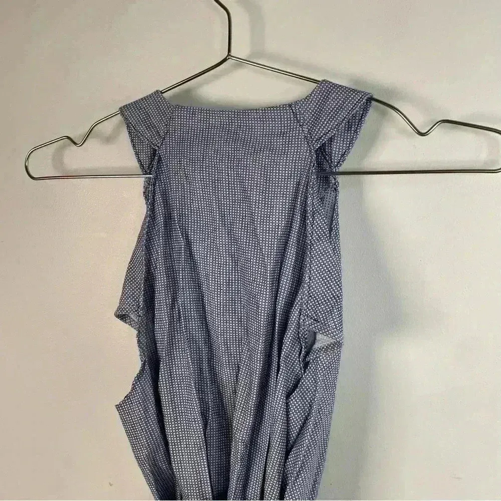 Gal Meets Glam Blue Sleeveless Button Down Gingham Midi Dress - Image 5