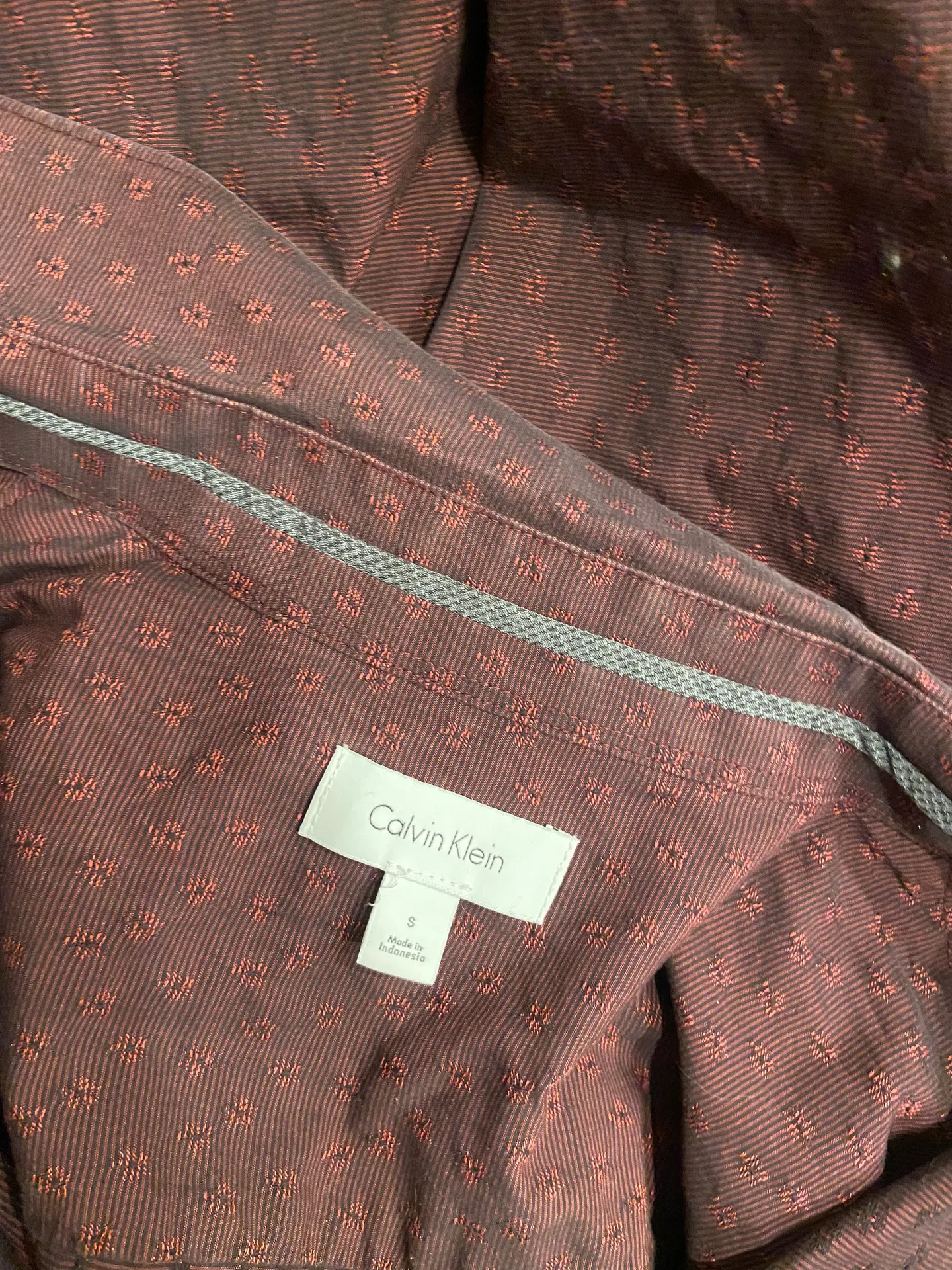 Vintage  Burgundy Floral Print Button Down Shirt - Image 5