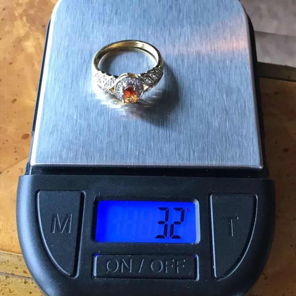 Natural Orange Garnet Sterling Silver 18k Yellow Gold Vermeil Ring Size 7 - Image 8