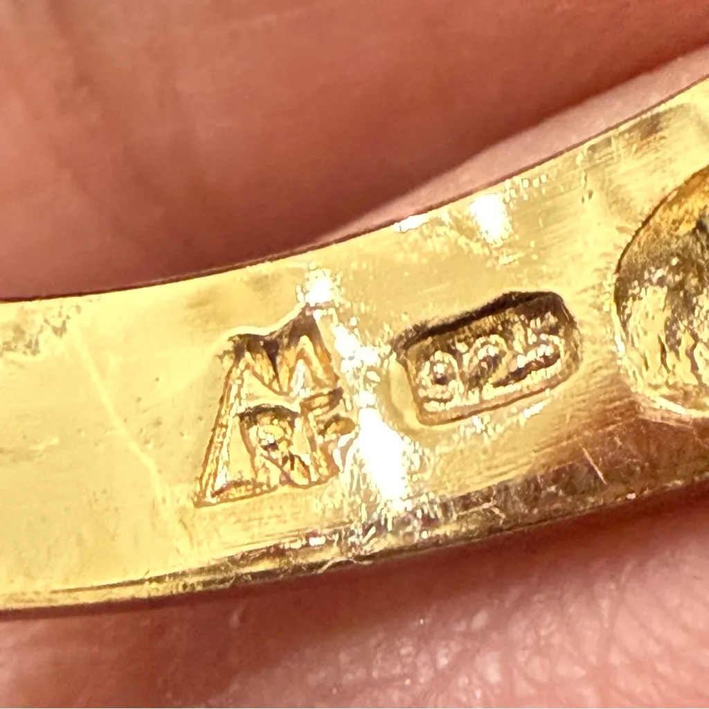 Vintage RF Peak 925 Gold Over Sterling Silver Baguette CZ Curvy Band Ring Siz 8 - Image 10