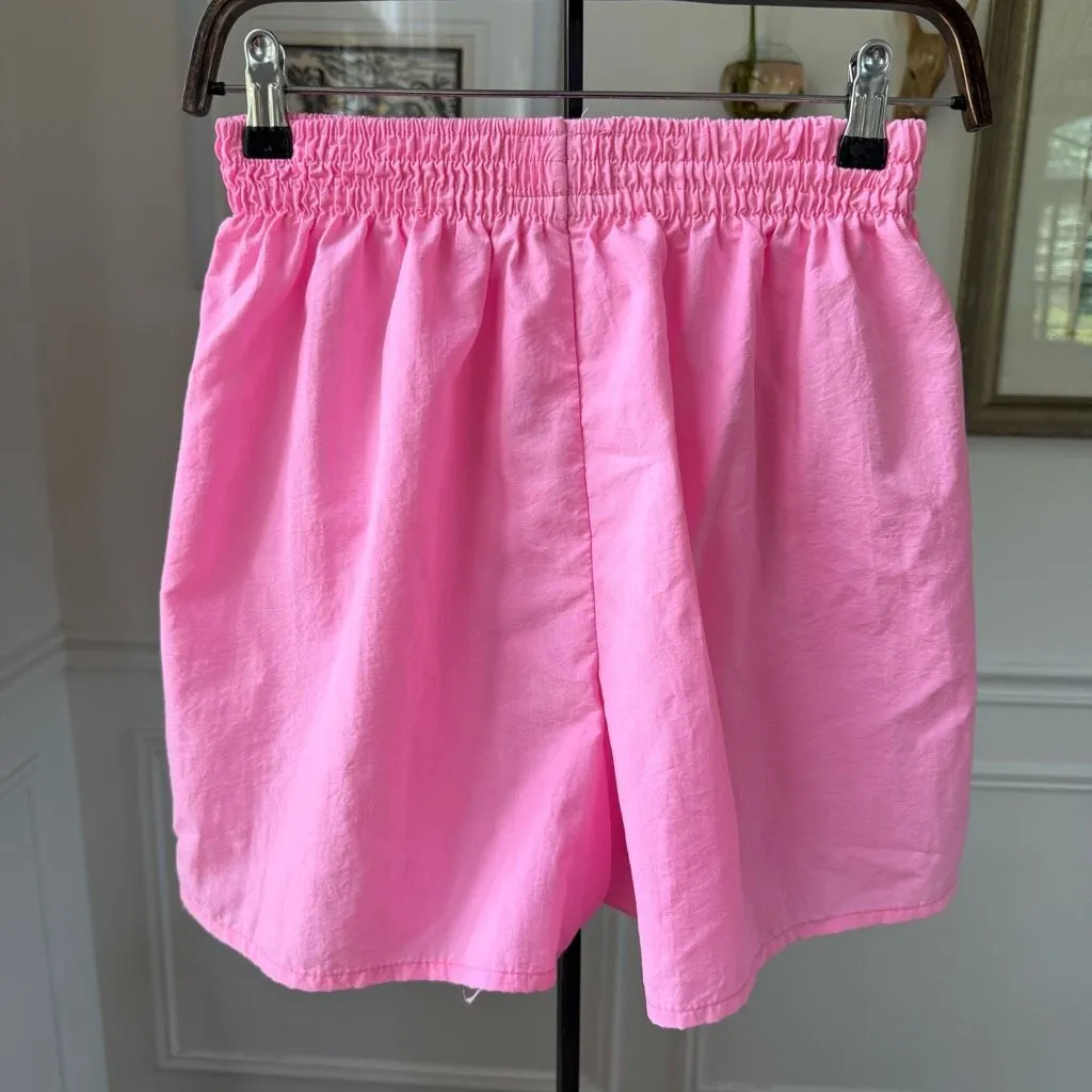 Vintage 90s American High InternationalHigh Rise Windbreaker Shorts S Pink - Image 4