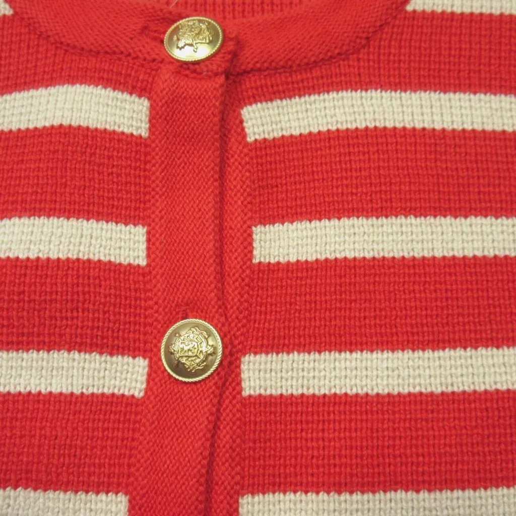 NWT J.Crew Emilie Sweater Lady Jacket in Red Ivory Stripe Knit Cardigan M - Image 3