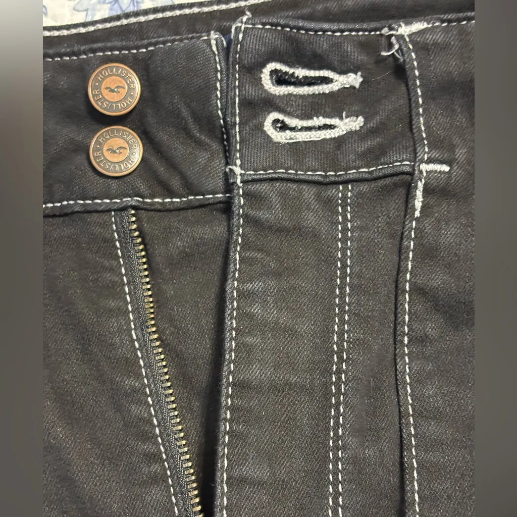 Hollister Black Jeans street wear ultra High rise size 5 R Juniors - Image 9