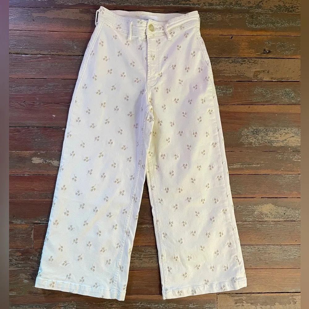 Dear John Wide Leg Audrey Embroidered Ankle Pants Floral Wheat - Sz 27 ๐งก๐ - Image 8