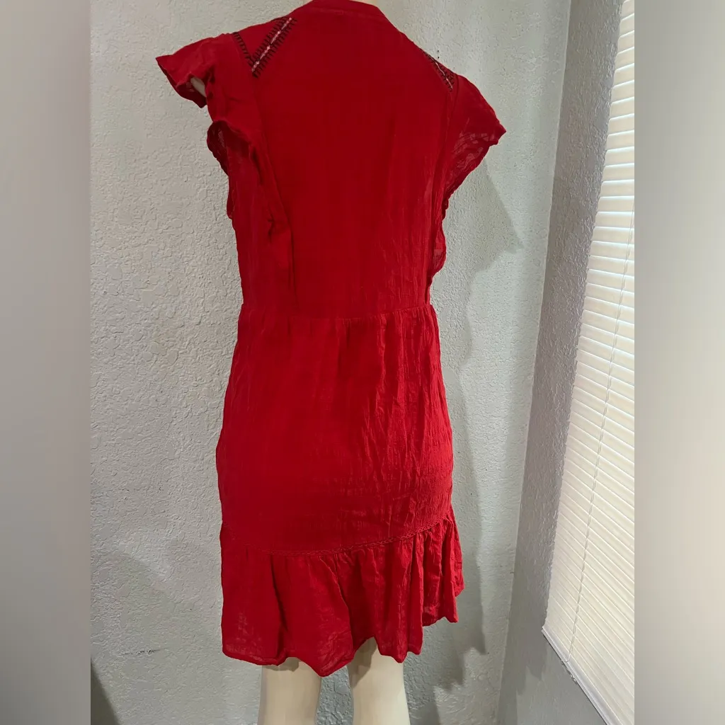 Knox Rose Women's Boho Short Sleeve V Neck Tiered Embroidered Dress Size L - Image 5