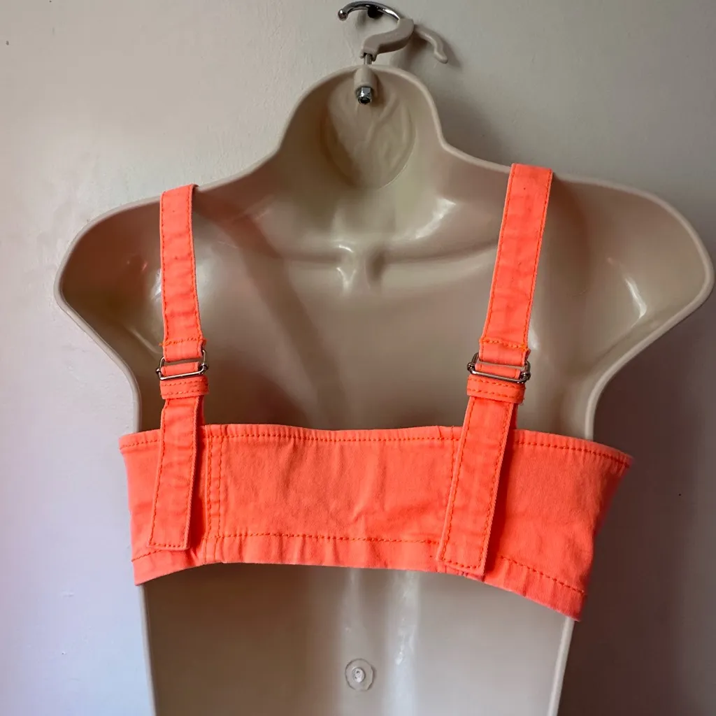 vtg neon orange Tripp NYC daang Goodman denim front zip crop to - Image 7