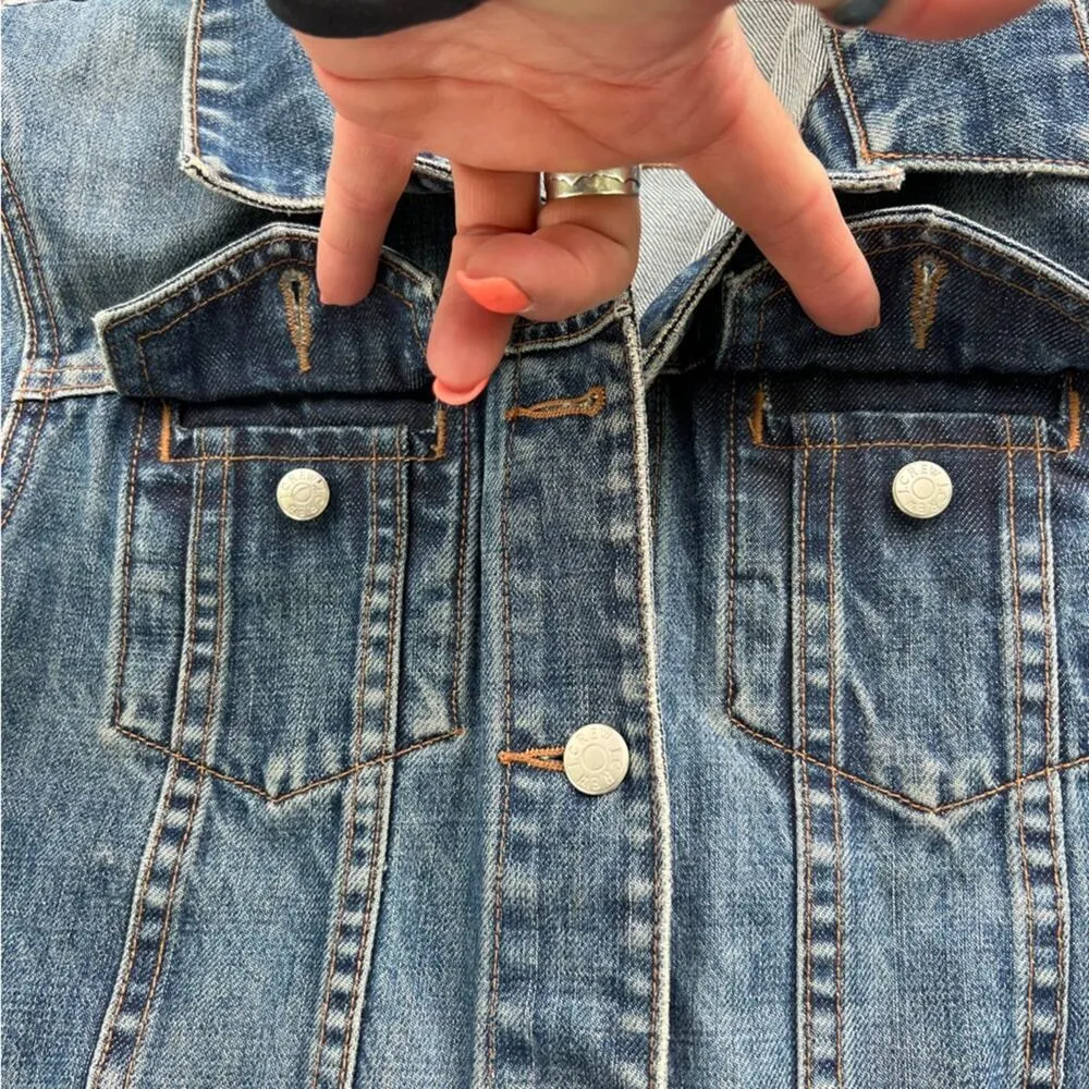 J.Crew Blue denim Jean jacket Bomber cotton SMALL - Image 3