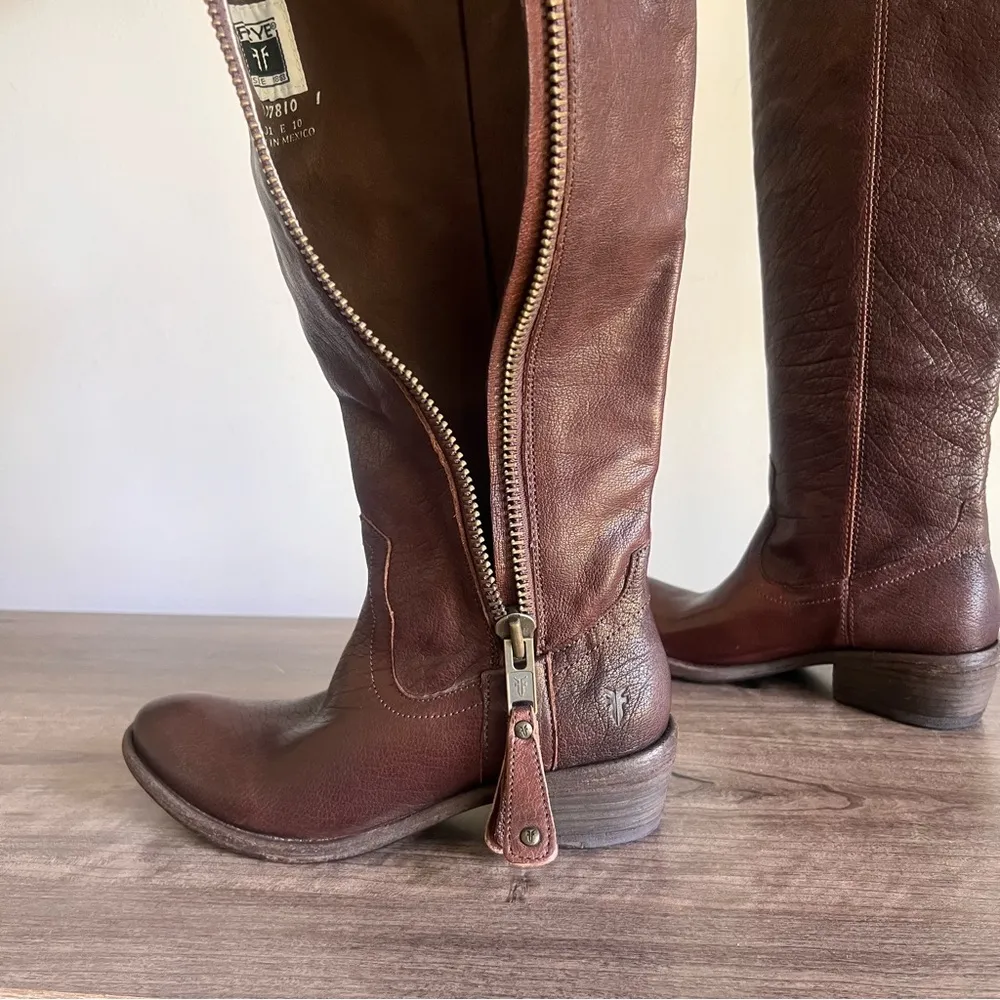 FRYE Carson Outside Zip Women's Tall Brown Boot Size 5.5 SKU#C24270 - Image 7