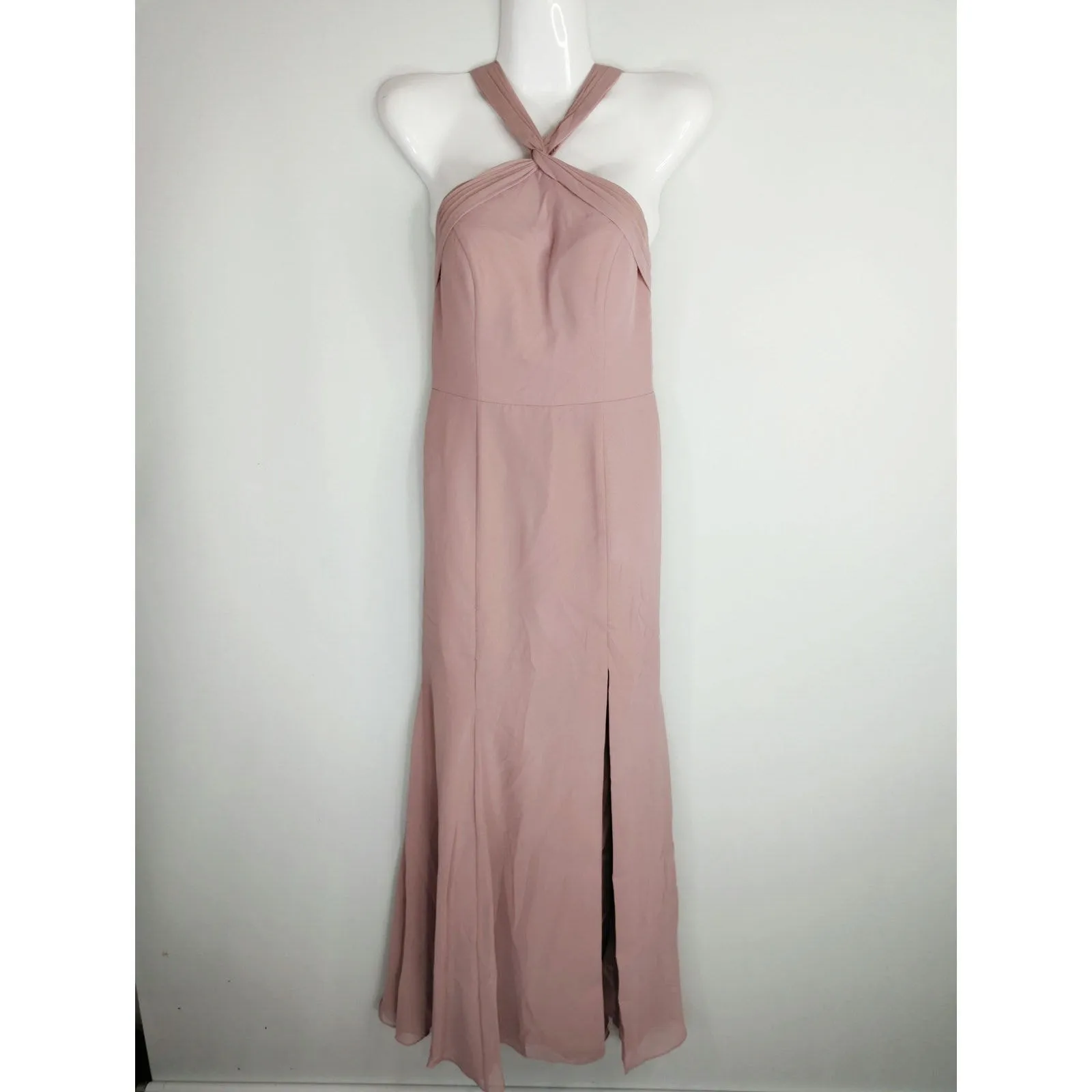 Azazie Rosette Halter Neck‎ For Flare Maxi Dress Women's A0 Wedding Prom - Image 2