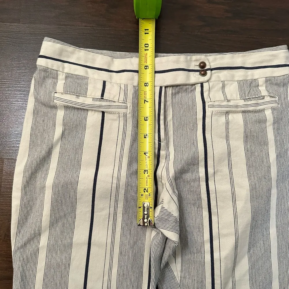 Cartonnier Anthropologie cream & navy blue striped Charlie crop flare pants, 2 - Image 11