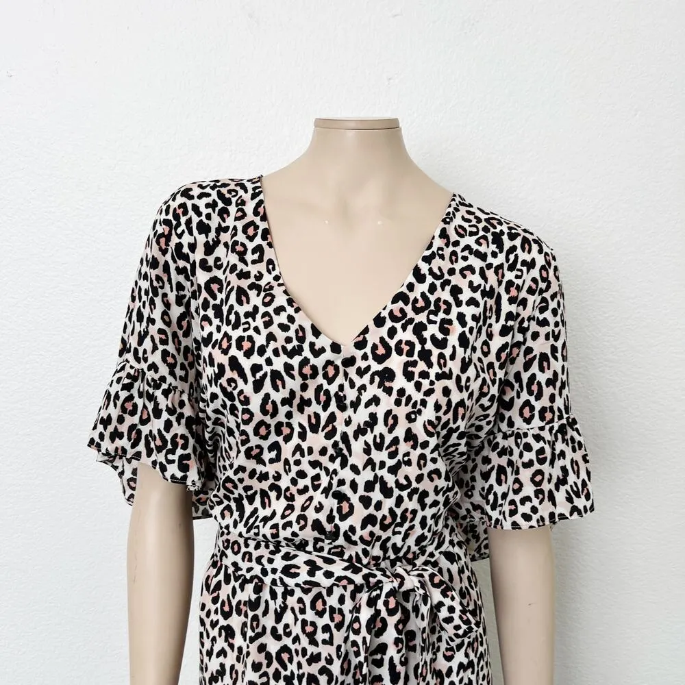[City Chic] Prowess Swish Leopard Print Midi Dress Ruffle Hem V-Neck Sz Large 20 - Image 8