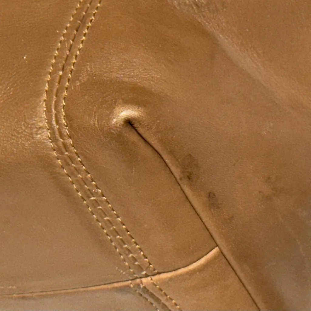 Vintage Coach Bag Brown Leather Putty Taupe Hobo Bucket Purse Grain Leather Read Tan - Image 7