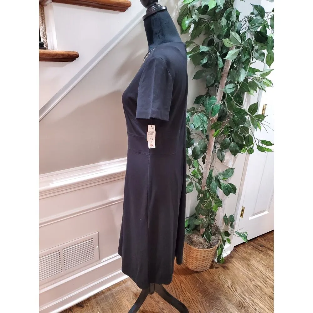 East 5Th Women Black Polyester Round Neck Short Sleeve Knee Length Dress Size 8 - Image 6