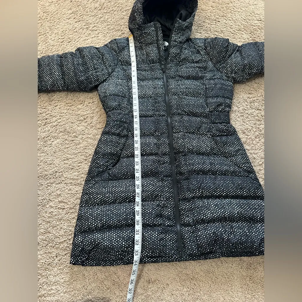 The North Face Womens Gotham Long Jacket Hooded Black Donegal Print Size M - Image 3