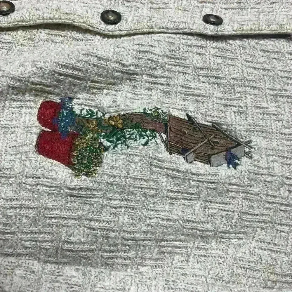 Vintage‎ 90s Women’s M Sweater Cardigan Garden Birdhouse Embroidery Cottagecore Size M - Image 2