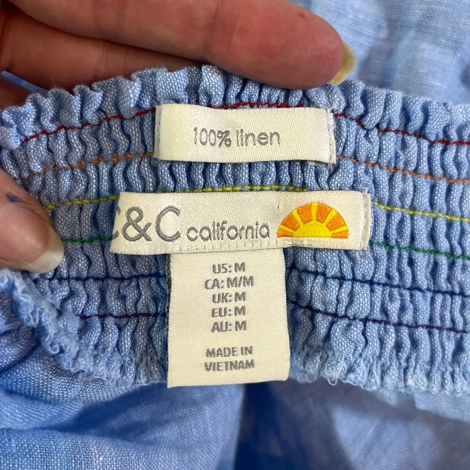 C&C California Linen Off Shoulder Womens Top Sz M Rainbow Cottage Boho Festival - Image 11