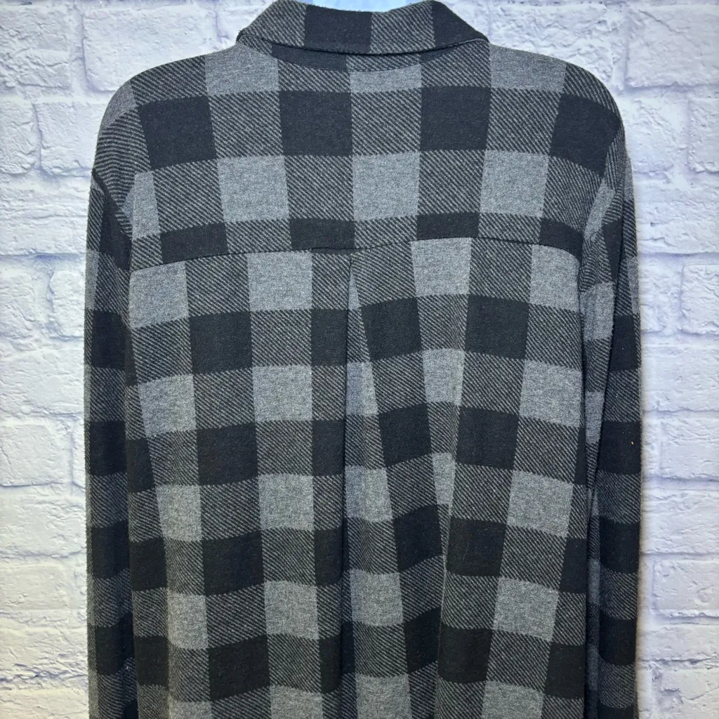 SOFT SURROUNDINGS Flannel Mad About Plaid Tunic Buffalo Plaid Gray Sz XL - Image 9