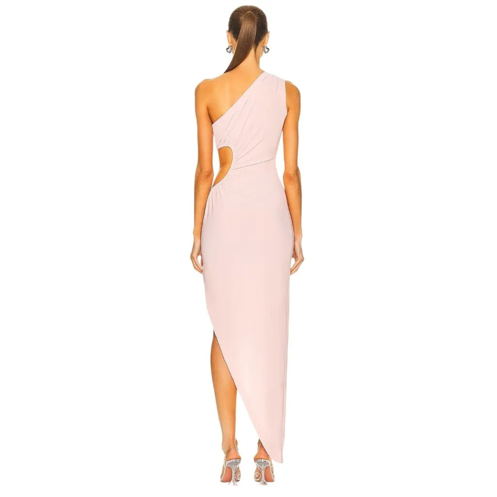 Norma Kamali Sunburst One Shoulder Gown in Blush XSmall New Womens Long Dress - Image 2