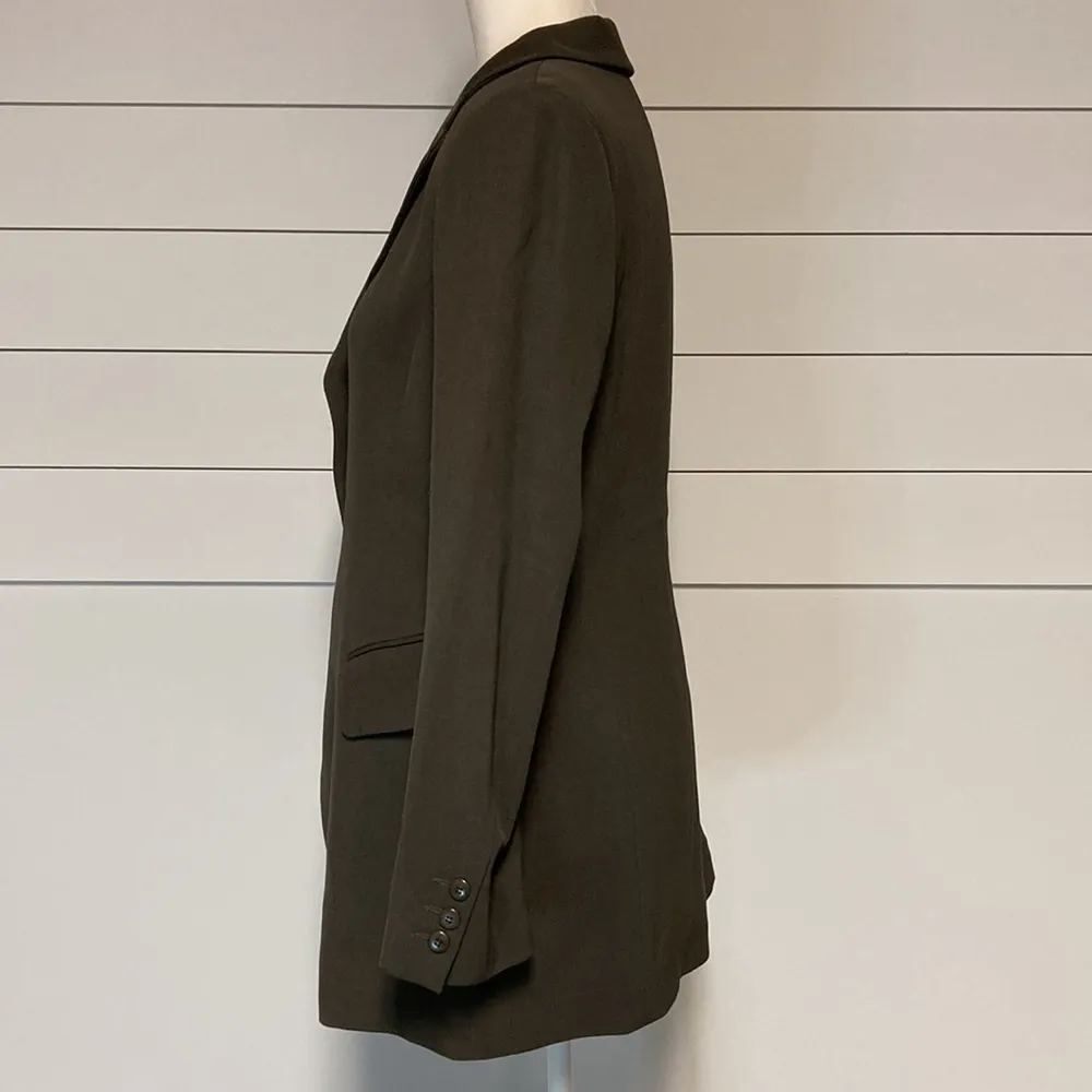 𝅺Emanuel Ungaro Wool Blend Olive Green Blazer Size 6 - Image 3