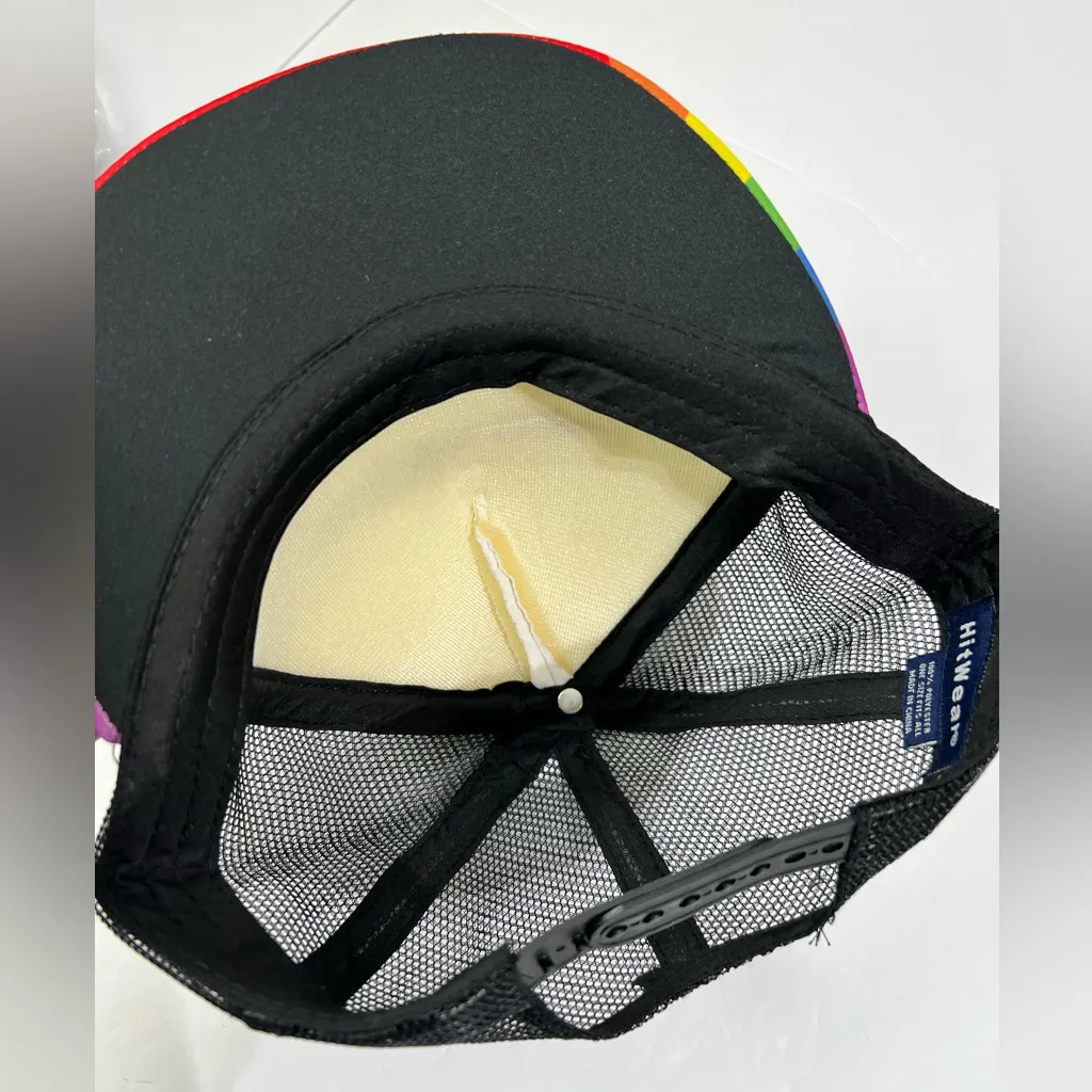Mt. Bachelor Trucker Hat Rainbow Pride Mesh‎ Cap OSFM NWOT Black - Image 3