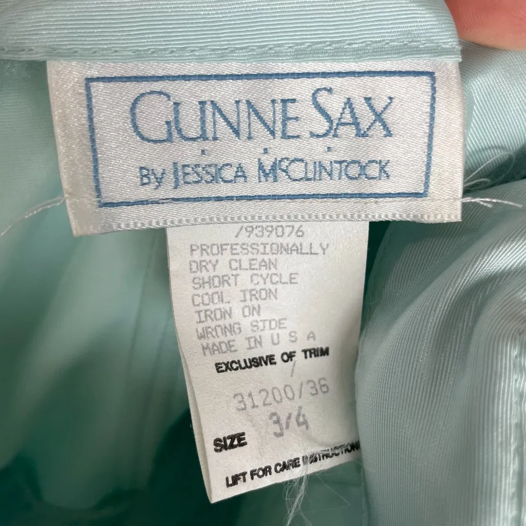 Vintage Gunne Sax Jessica McClintock Dress Prom 80s Lace Size 3/4 Strapless Gown Blue - Image 3