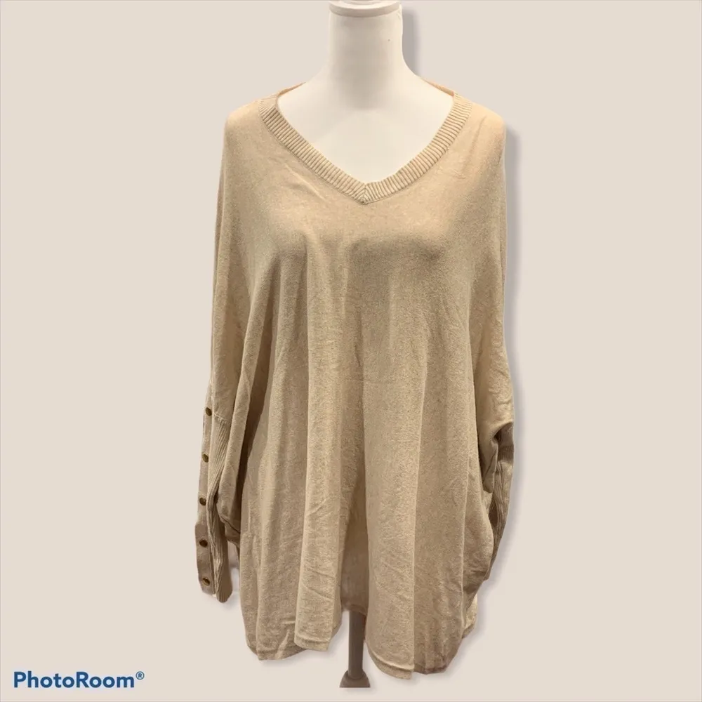 rxb Oversized Poncho Style Heather Oatmeal V - Image 3