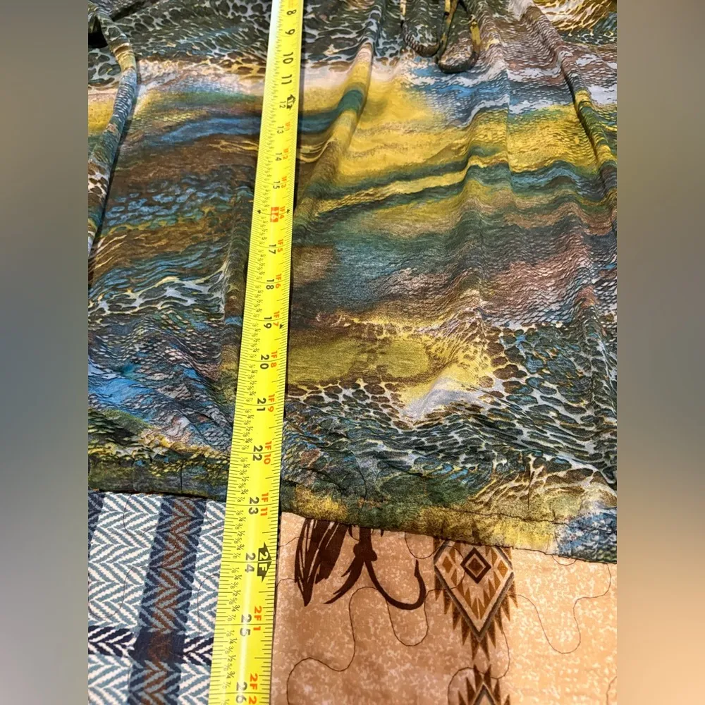 IZOD Green/brown/yellow/ blue Animal print Blouse Peasant Style women’s S/P - Image 6