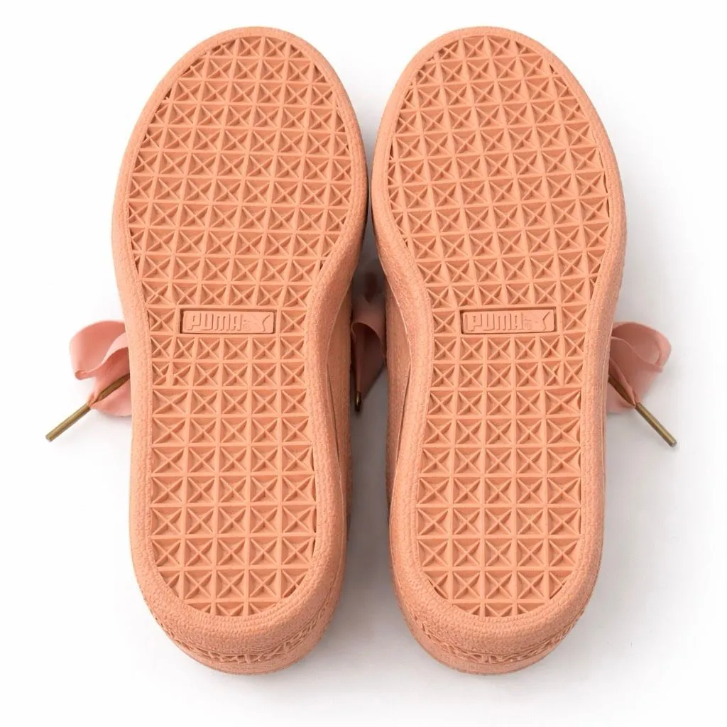 Puma Suede Heart Satin Sneakers Pink Bow Lace Shoes Women’s 8.5 NWOT - Image 5