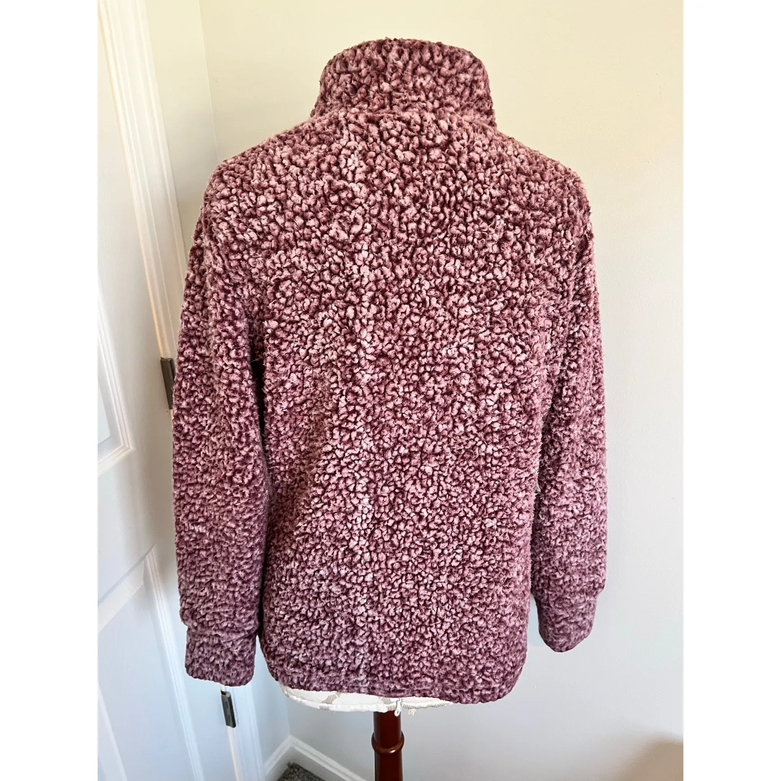 Weatherproof Vintage Faux Fur Pullover Quarter Zip Jacket Small - Image 4