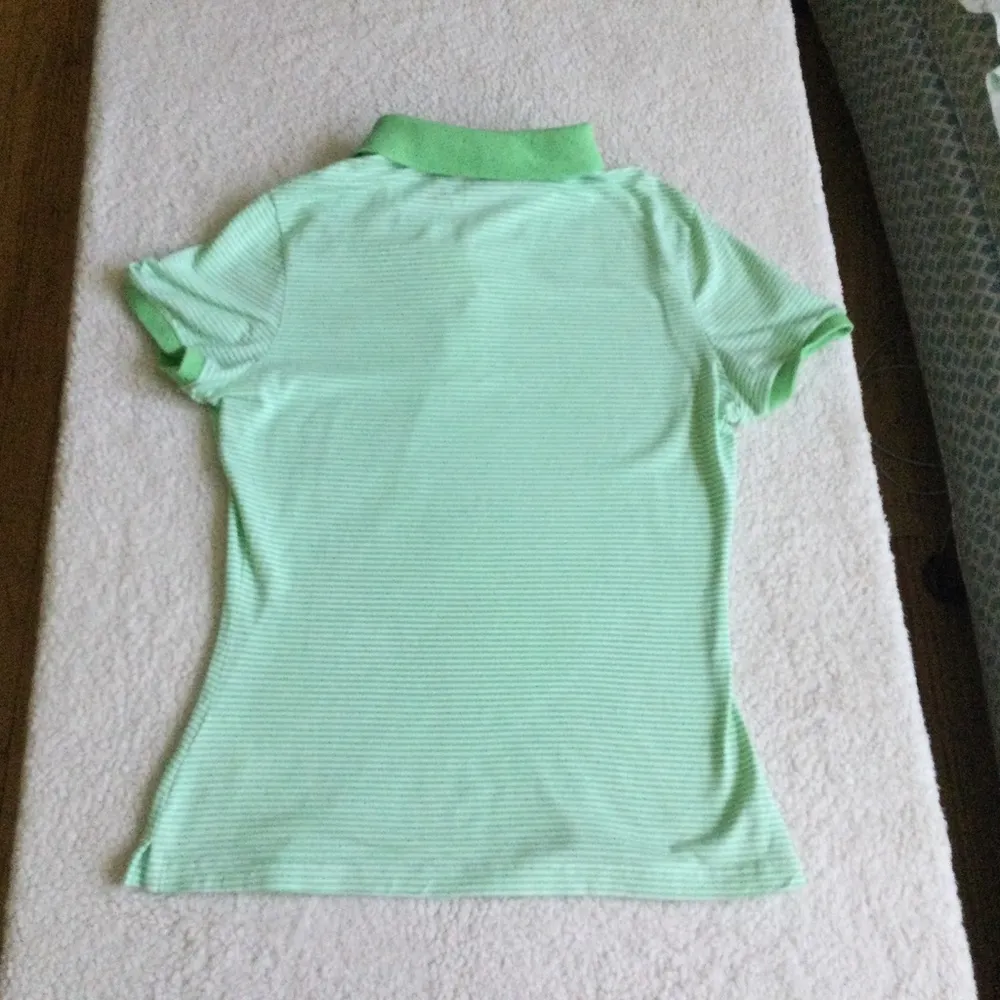 Y2K Polo Shirt Stretch Green Striped - Image 5