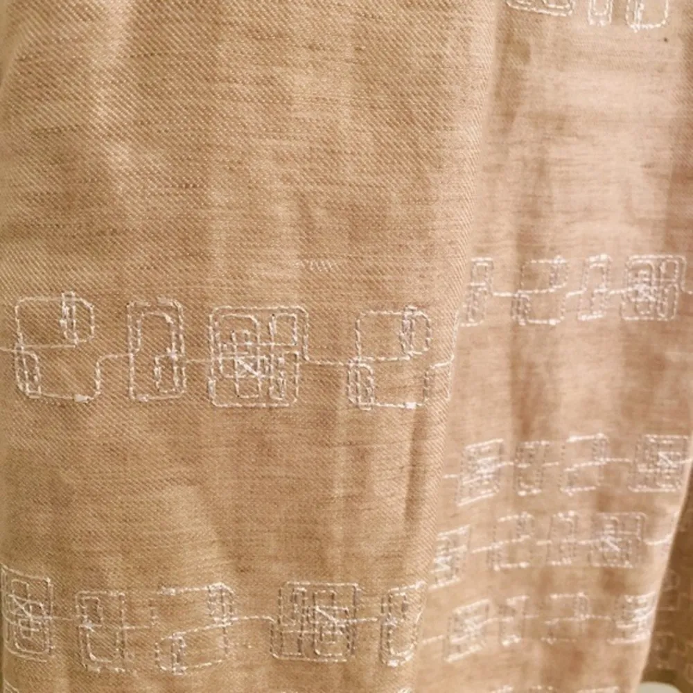 NIC + ZOE Tan Linen Embroidered Skirt with Ribbon Tie Waist Size 12 - Image 4