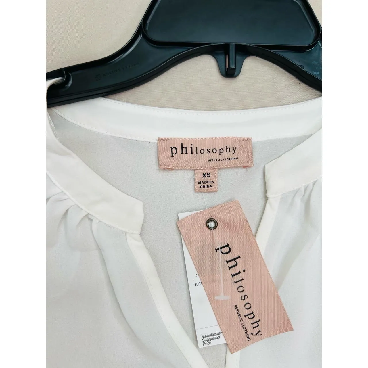 Philosophy Republic Clothing Size XS Ivory Cuffed Short Sleeve Blouse Shirt - Image 8
