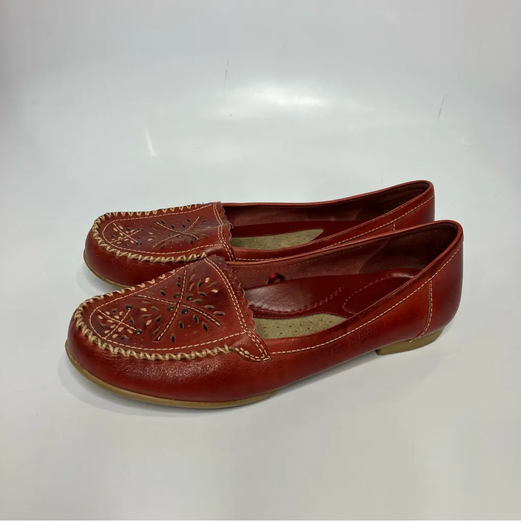 Thom McAn dark red leather loafers studded women’s size 8 western‎ style casual - Image 6